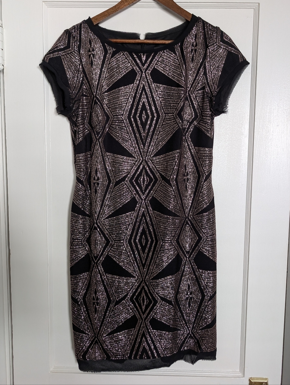 Vince Camuto Metallic Geometric Pattern Party Dress - Size 8